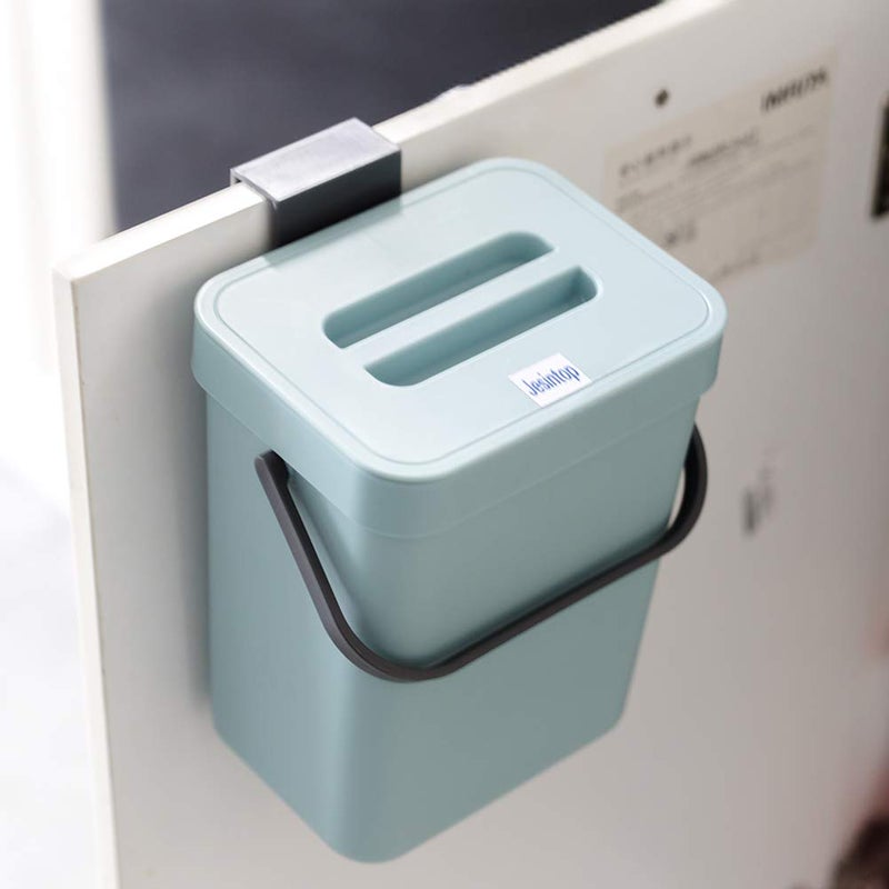 Jesintop Kitchen Compost Bin Indoor for Counter Top,Hanging Small Trash Can with Lid,Food Waste Bin,Mountable Compost Busket 1.3 Gal/5 L Series,Blue - Image 3